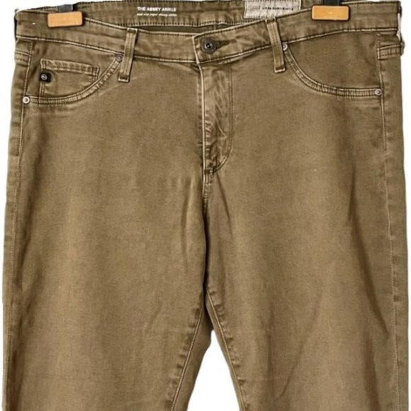 Adriano Goldschmied for Anthropologie Abbey Sateen Ankle Jeans - Olive - 32R - Picture 3 of 12